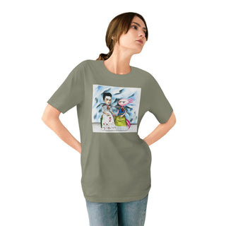 AXOLOTL X FRIDA HAND DRAWN INSPIREDBY FRIDA KAHLO WITH AXOLOTLS - 100% ORGANIC T SHIRT - ouraxo