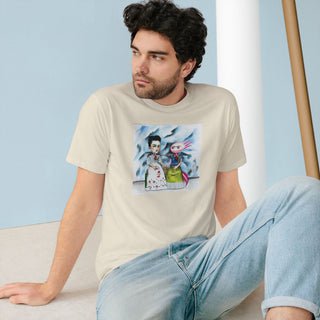 AXOLOTL X FRIDA HAND DRAWN INSPIREDBY FRIDA KAHLO WITH AXOLOTLS - 100% ORGANIC T SHIRT - ouraxo