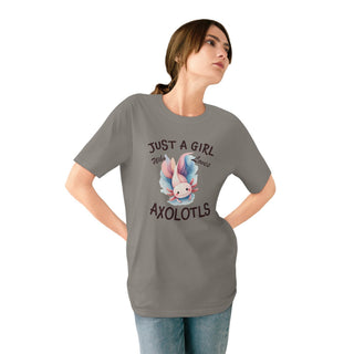 "JUST A GIRL WHO LOVES AXOLOTLS" T SHIRT ORGANIC COTTON - ouraxo