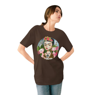ourAXO X Artist hand drawn by our in - house artist inspired by Frida Kahlo - 100% organic t-shirt. - ouraxo