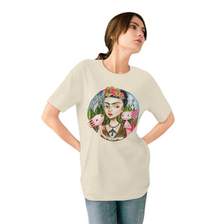 ourAXO X Artist hand drawn by our in - house artist inspired by Frida Kahlo - 100% organic t-shirt. - ouraxo