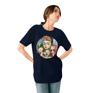 ourAXO X Artist hand drawn by our in - house artist inspired by Frida Kahlo - 100% organic t-shirt. - ouraxo