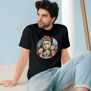 ourAXO X Artist hand drawn by our in - house artist inspired by Frida Kahlo - 100% organic t-shirt. - ouraxo