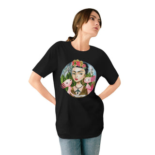 ourAXO X Artist hand drawn by our in - house artist inspired by Frida Kahlo - 100% organic t-shirt. - ouraxo