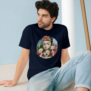 ourAXO X Artist hand drawn by our in - house artist inspired by Frida Kahlo - 100% organic t-shirt. - ouraxo