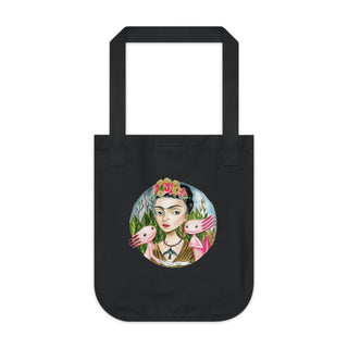 OurAXO X Artist hand drawn by our in - house artist inspired by Frida Kahlo with two Axolotl Tote Bag - ouraxo