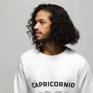 Zodiac wheel with fleece crew & Capricorn sign. 100% sustainable. Have fun with astrology personality traits. - ouraxo